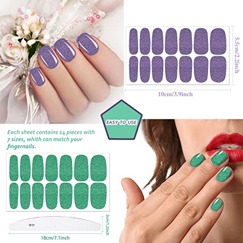 336 Pieces 24 Sheets Solid Color Nail Polish Strips Colorful Nail Vibrant