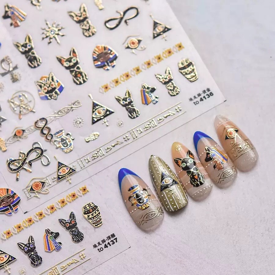 Nail Art Stickers 3D Egyptian Mau UK Post