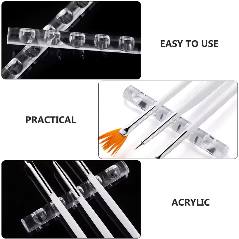 4PCS Nail Art Pen Holder – 5-Groove Acrylic Brush Stand for Salon & Home