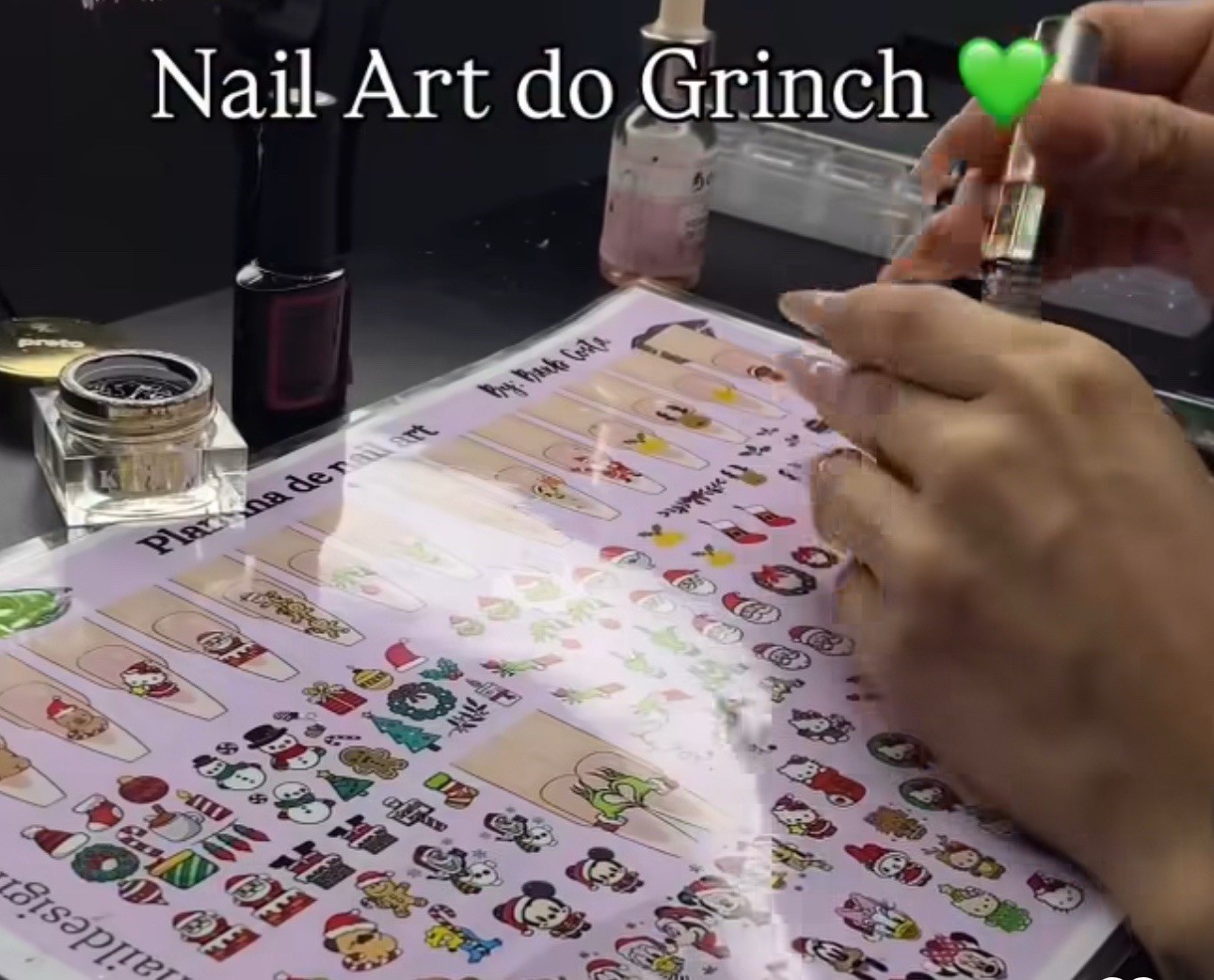 Grinch Christmas Cartoon nail art sheet reusable Gel Nail Polish sticker Designs