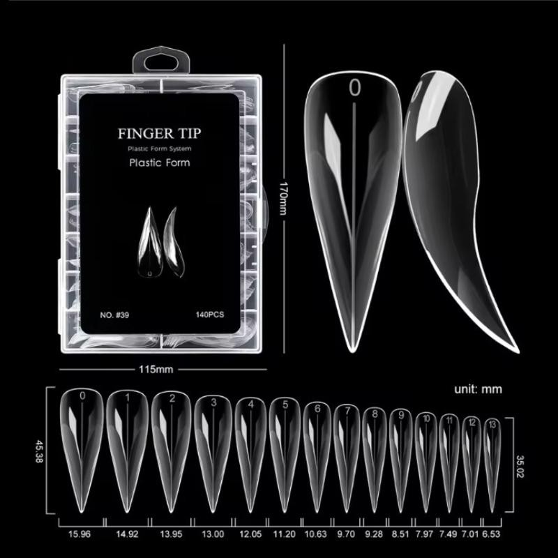 140 Pcs/box Curved Stiletto Nail Dual Forms For Poly Gel Eagle Claw Form