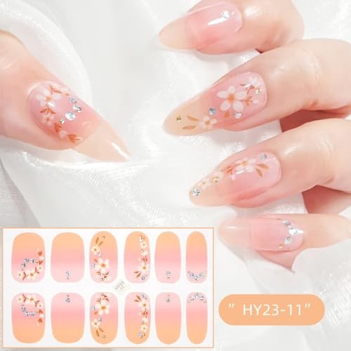 6Sheets Flower Gel Nail Stickers Self-Adhesive Spring Nail Strips Stickers -6