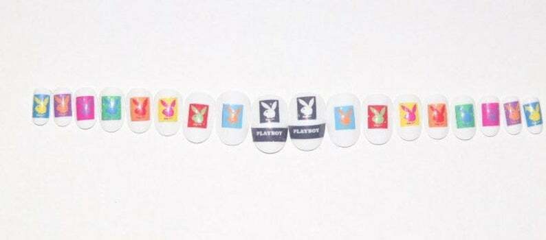 Colourful Playboy- press on nail set- (Set of 18 sizes 0-8)
