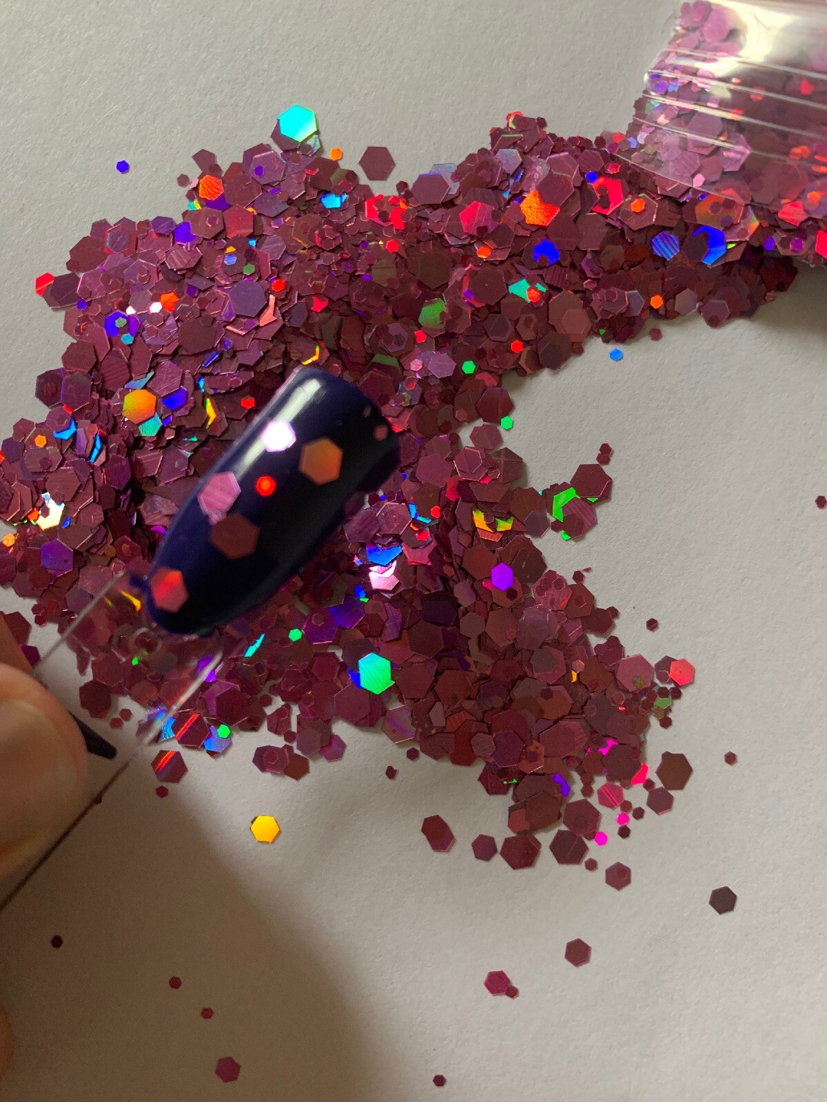 Holographic Pink Hexagon Nail Glitter Mixed Siz | 1 TSP | Gel Nail Art & Acrylic