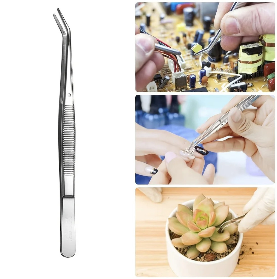 5Pcs Stainless Steel Nail Art Tweezers Set for Rhinestones & Glitter