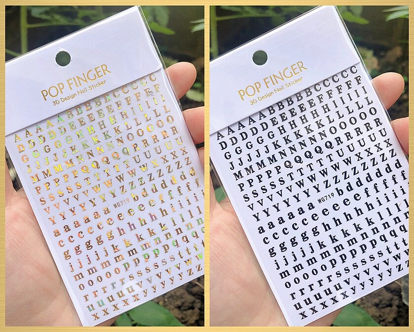 26 Letters Nail Decal Sticker English Latin Alphabet Uppercase Lowercase 1JN3