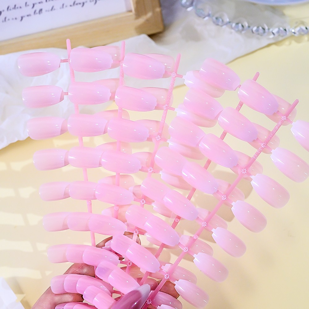 120Pcs Pink Ombre Medium Coffin Press On Nails Glossy Acrylic False Nail Tips