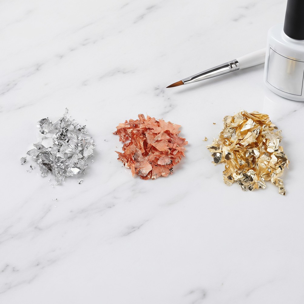 3Pcs Durable Gold Nail Foil Flakes for Crafts Metallic Luster Decoration