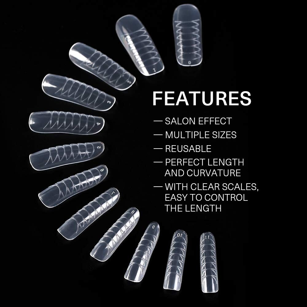 Moldes De Silicona Para Uñas 120 Pcs Formas Dobles Sistema Acrílicas 12 Tamañ