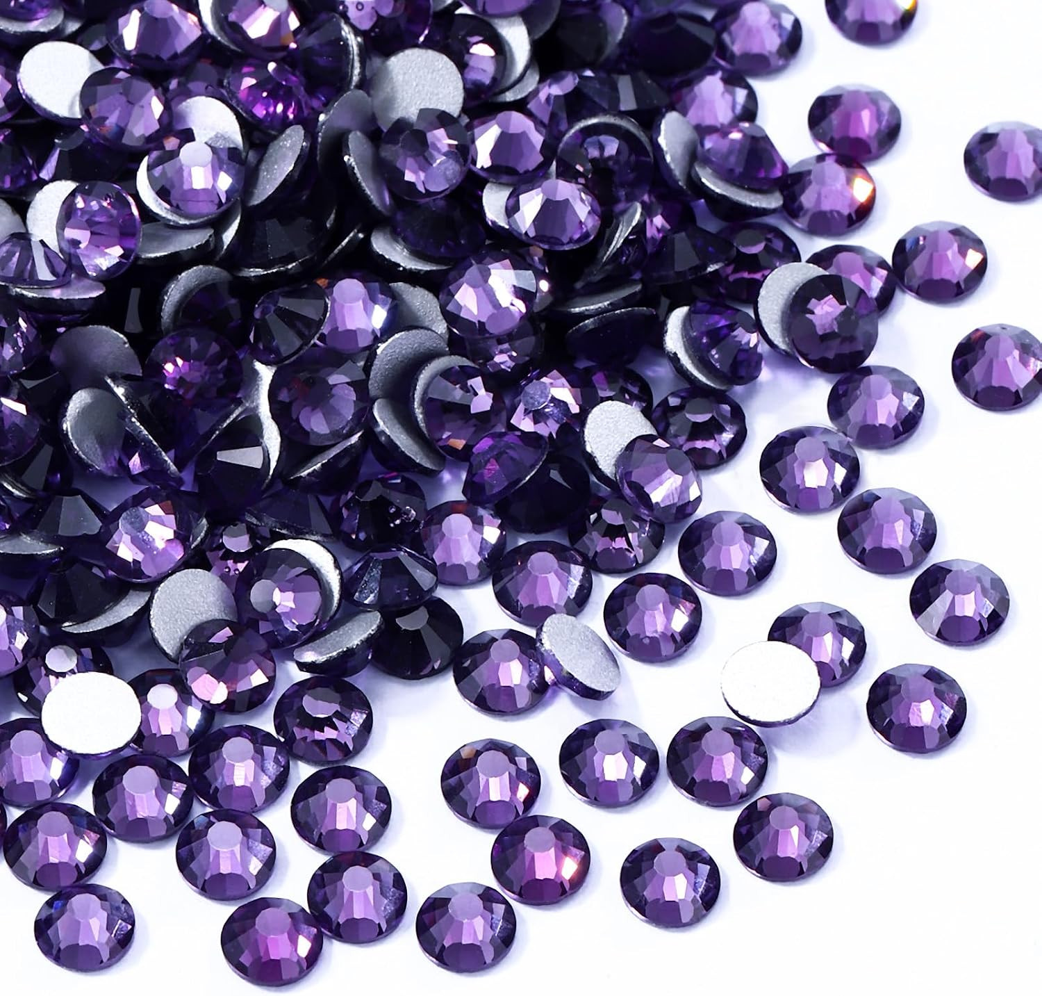 Tanzanite Flatback Rhinestones, Glass Rhinestones for Nail Art and Craft, Glue F