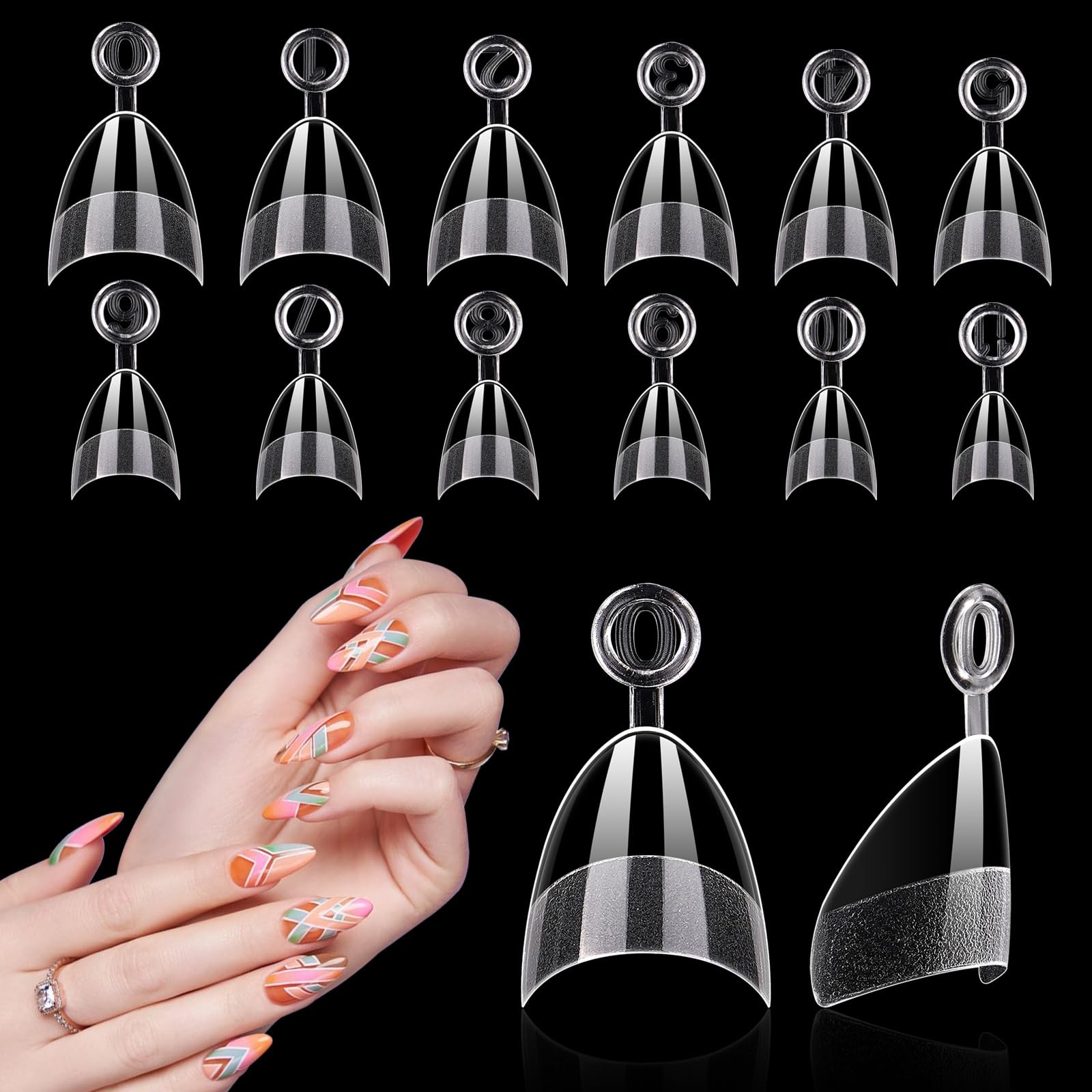 Short Almond Nail Tips Half Cover, 600PCS Extra Short Almond Soft Gel Nail Tips,