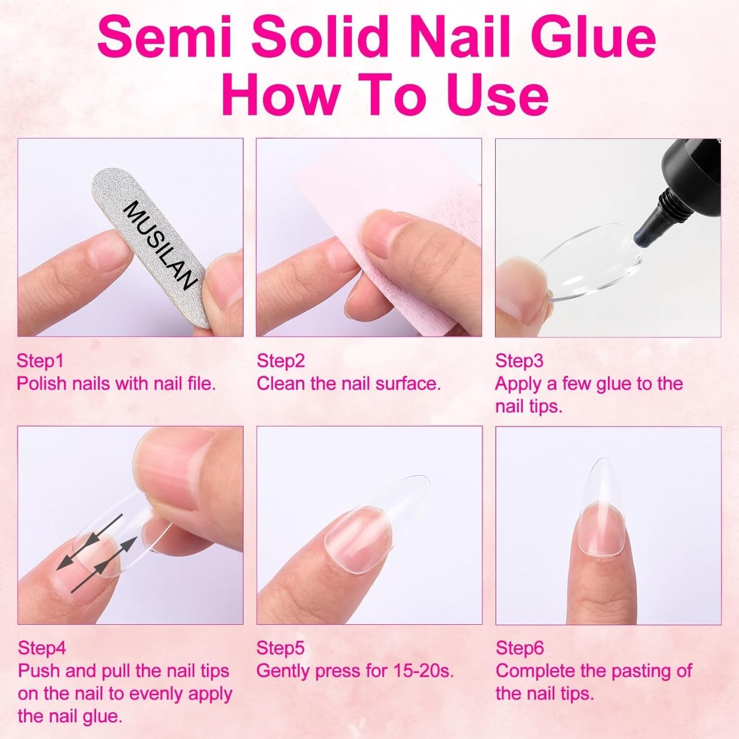 MUSILAN 18g Semi Solid Super Strong Nail Glue for Press On Nails – No UV Lamp Ne