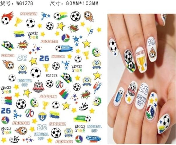 8Pcs World Cup Football Soccer Nail Stickers – Art Style – 6 Art Style Nails