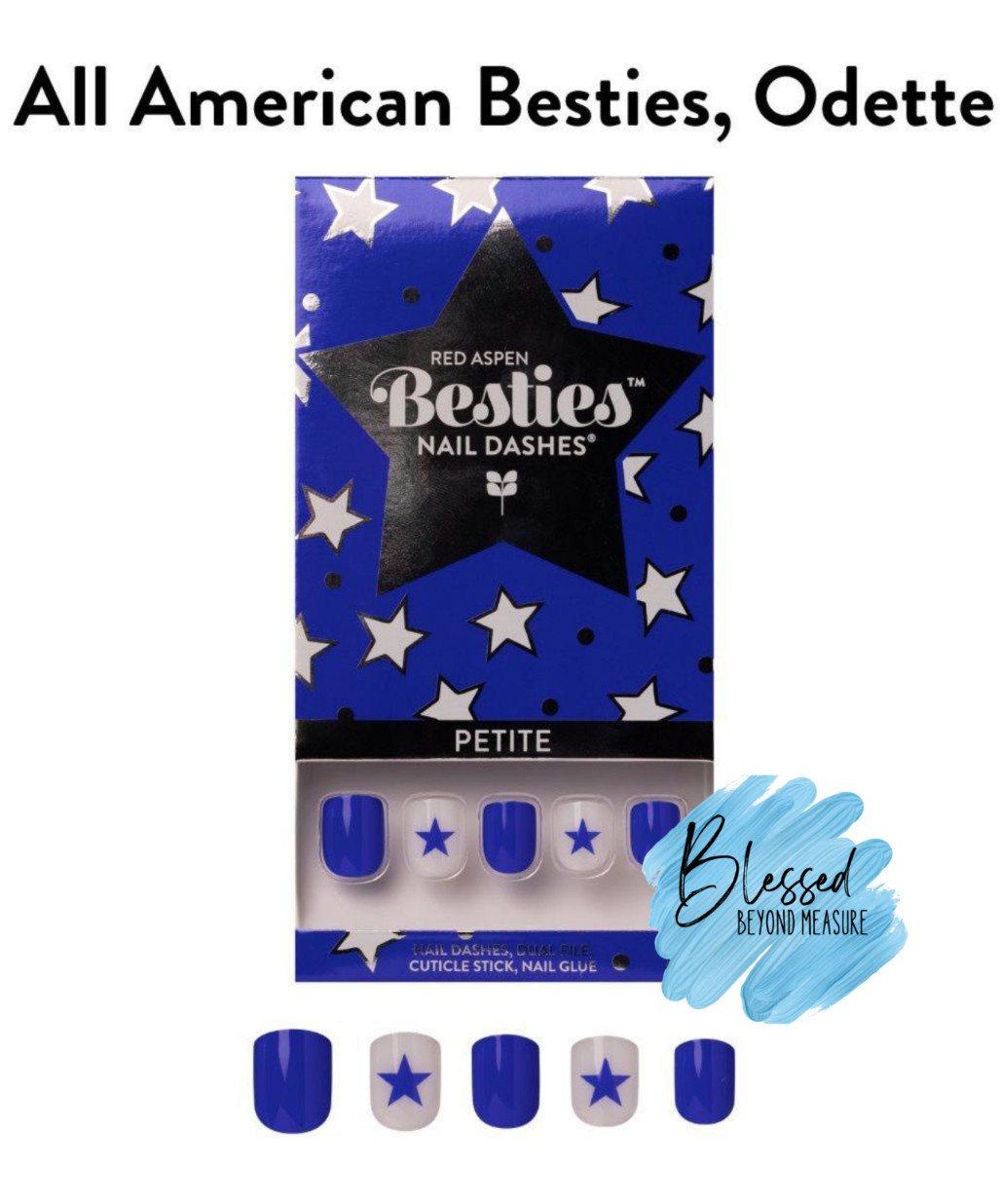 Red Aspen Press On Nails~ All American Besties, Odette (Petite) Blue Star