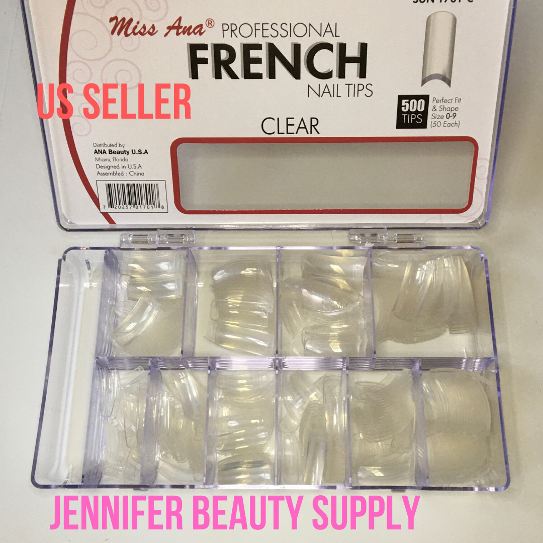 MISS ANA 500 PCS ACRYLIC FAKE FRENCH CLEAR NAIL TIPS 10 SIZES LIKE BEYOU