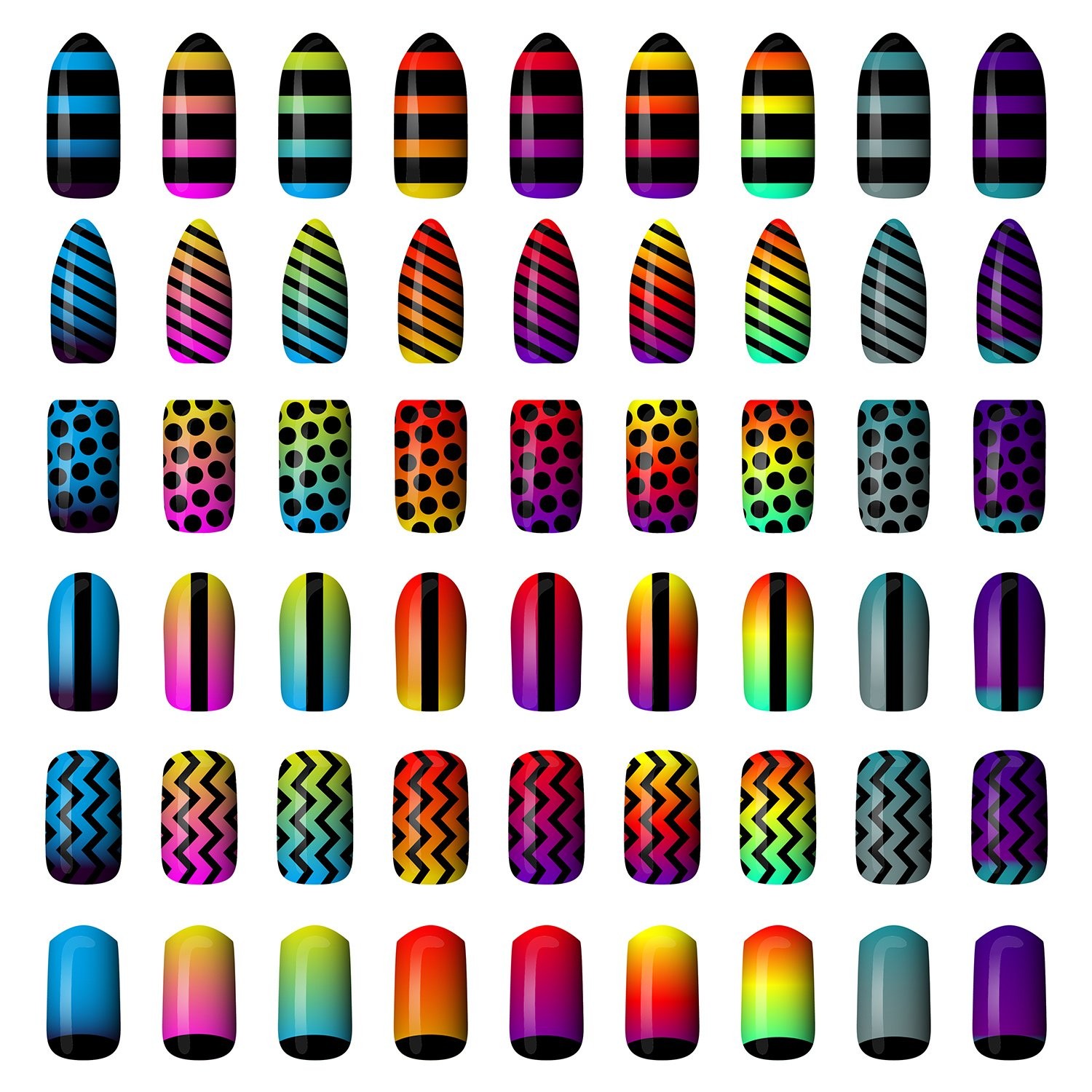 eBoot 1275 Pieces 49 Designs Nail Art Stencils French Tip Guides Stickers Form