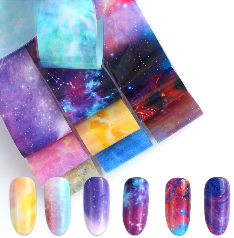 10Pcs Nail Transfer Sticker Rainbow Sky Nail Art Foil Polish Decals X6 NS47