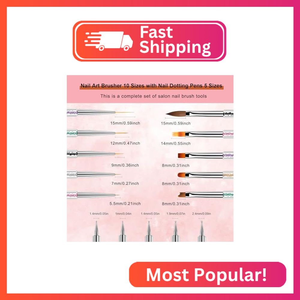 MUSILAN Nail Art Brushes Set,10pcs Double-Ended Acrylic Nail Brush for Nail
