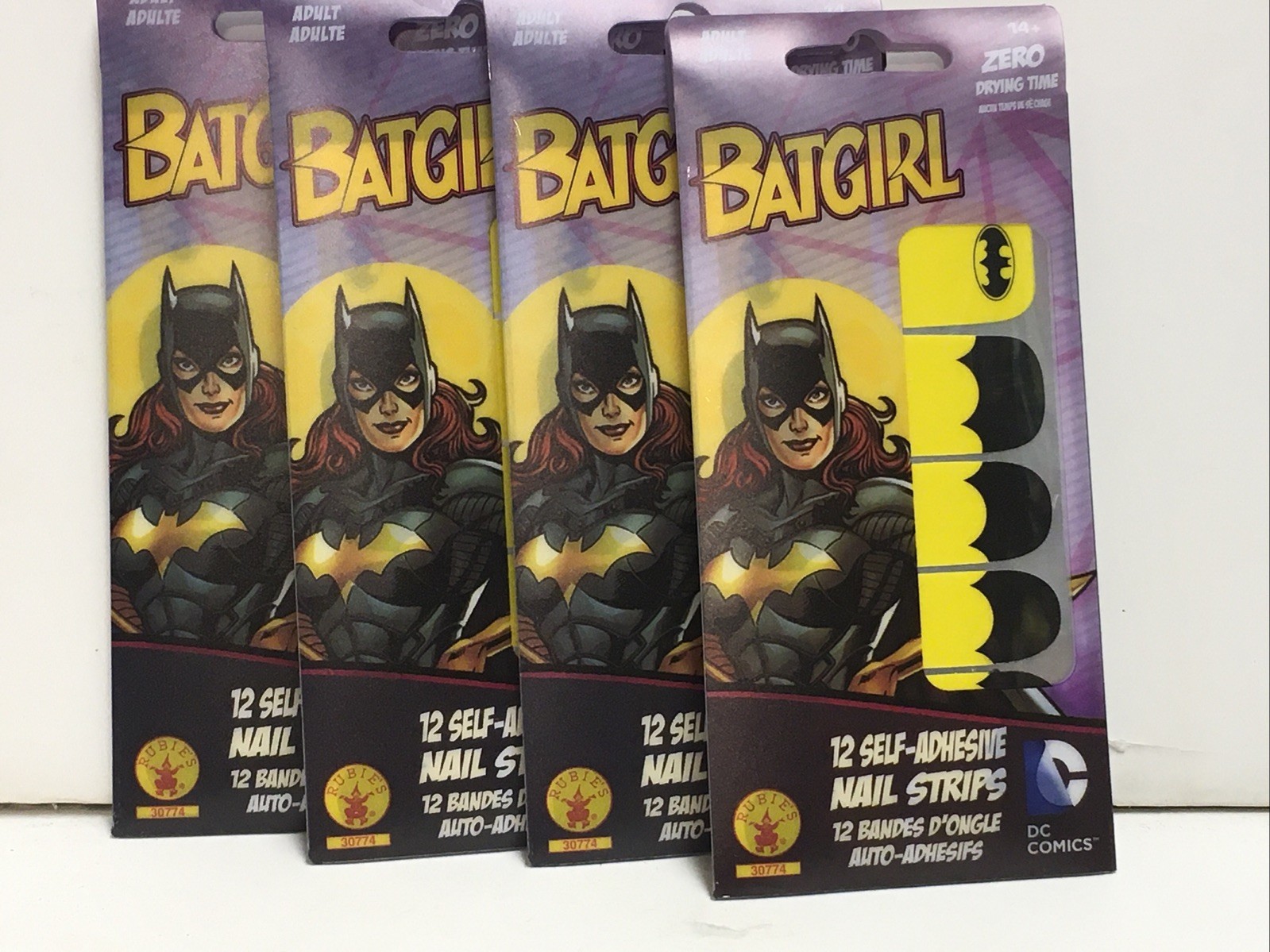 LOT OF 4 BATGIRL SELF ADHESIVE NAIL STRIPS BY DC COMICS EACH 12 COUNT