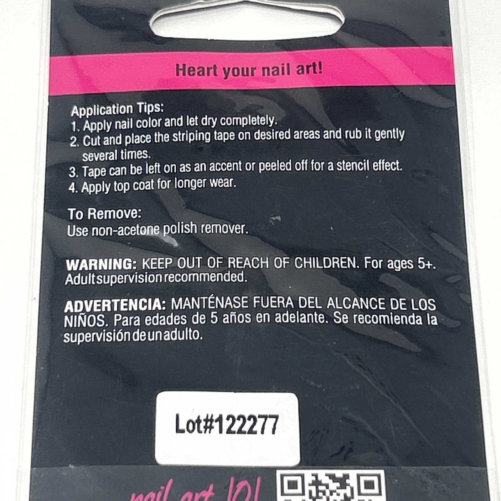 NEW Fing’rs Heart 2 Art Stripe Out Nail Art Sticker Tape Silver Gold Black 33033