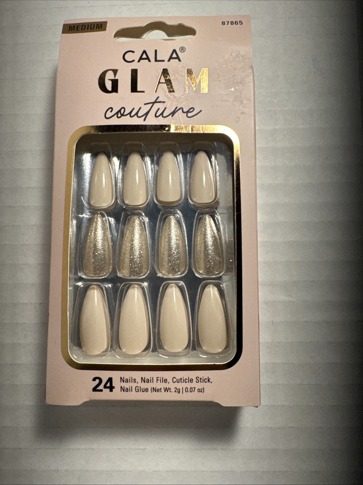 CALA Velvet Touch Magnetic Powder Finish Medium Coffin Press On Nails 24 Count