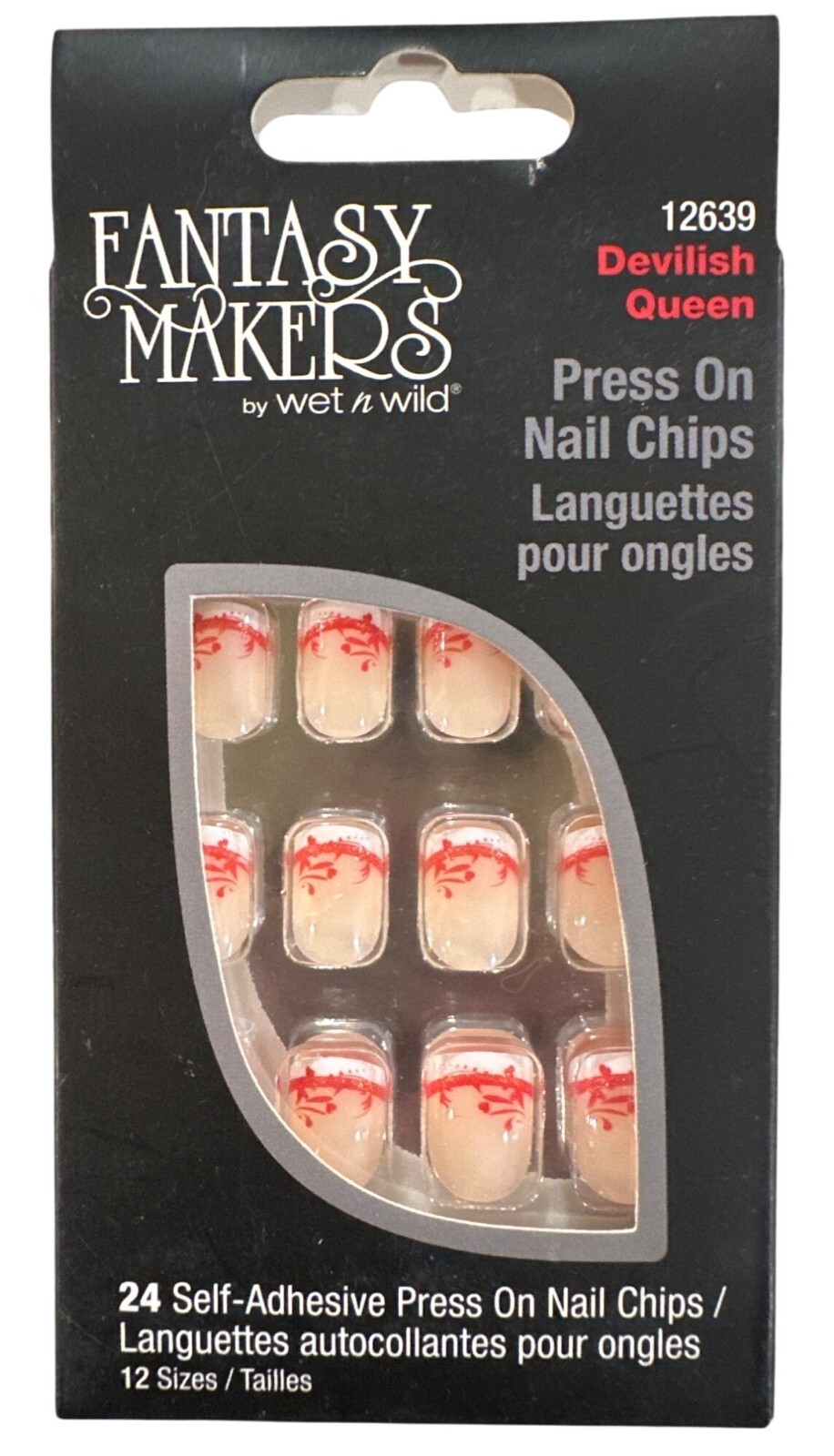 Wet N Wild Fantasy Makers 24 Nails Devilish Queen Short Square French Halloween
