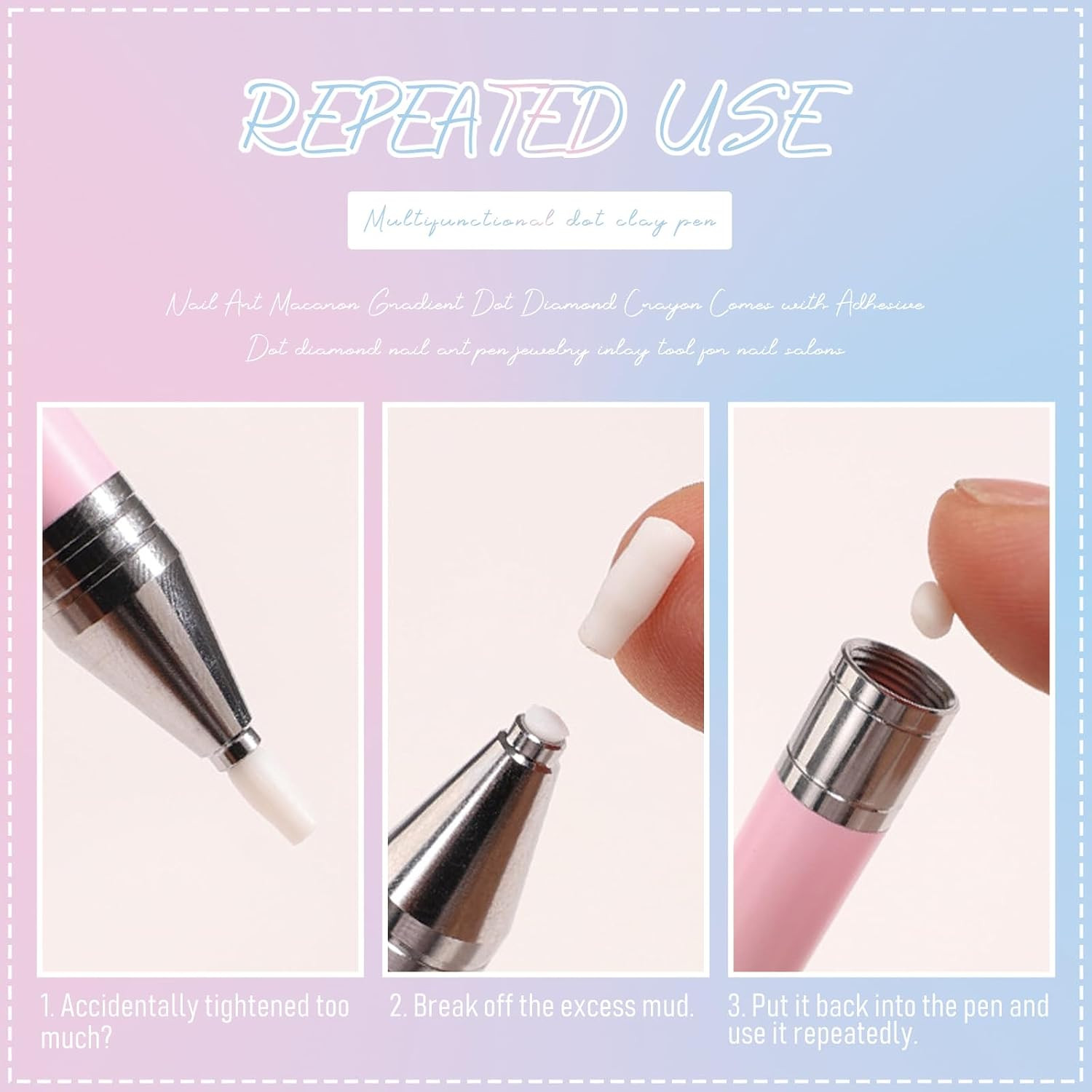 1 PCS Nail Art Rhinestone Picker Pens with 1 Box Spare Silicone Clay Tool Blue P