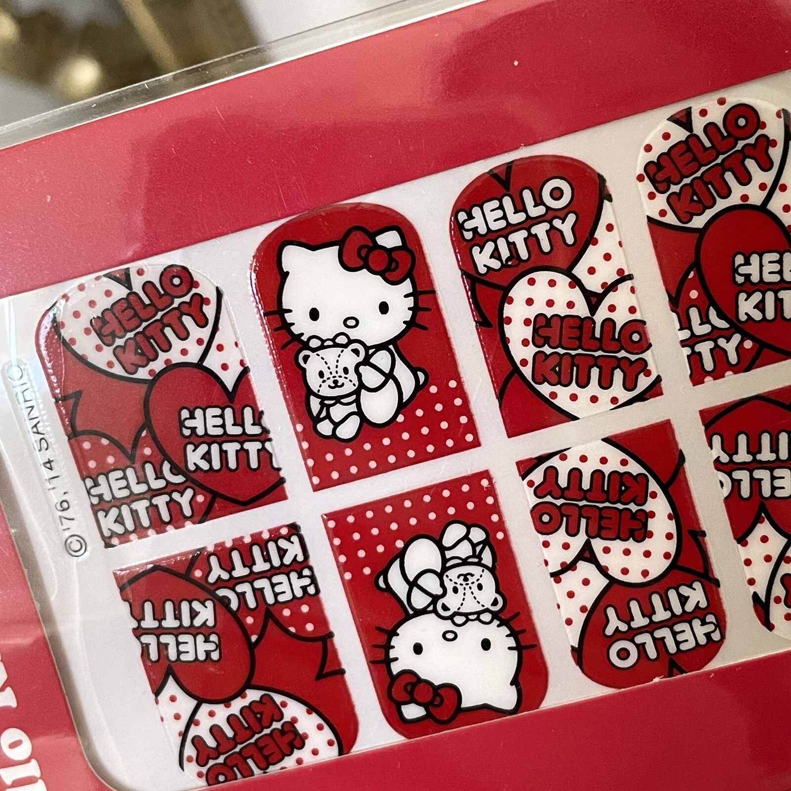 Kawaii Hello Kitty Red Nail Full Wrap Stickers Strip Decals Cartoon Characters