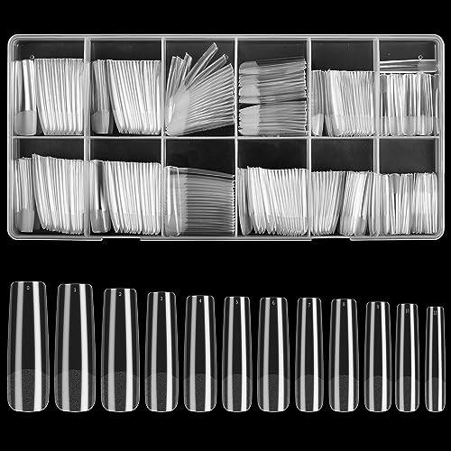 240 Pcs Square Extra Long Clear Nail Tips for Acrylic Nails, No C Curve clear