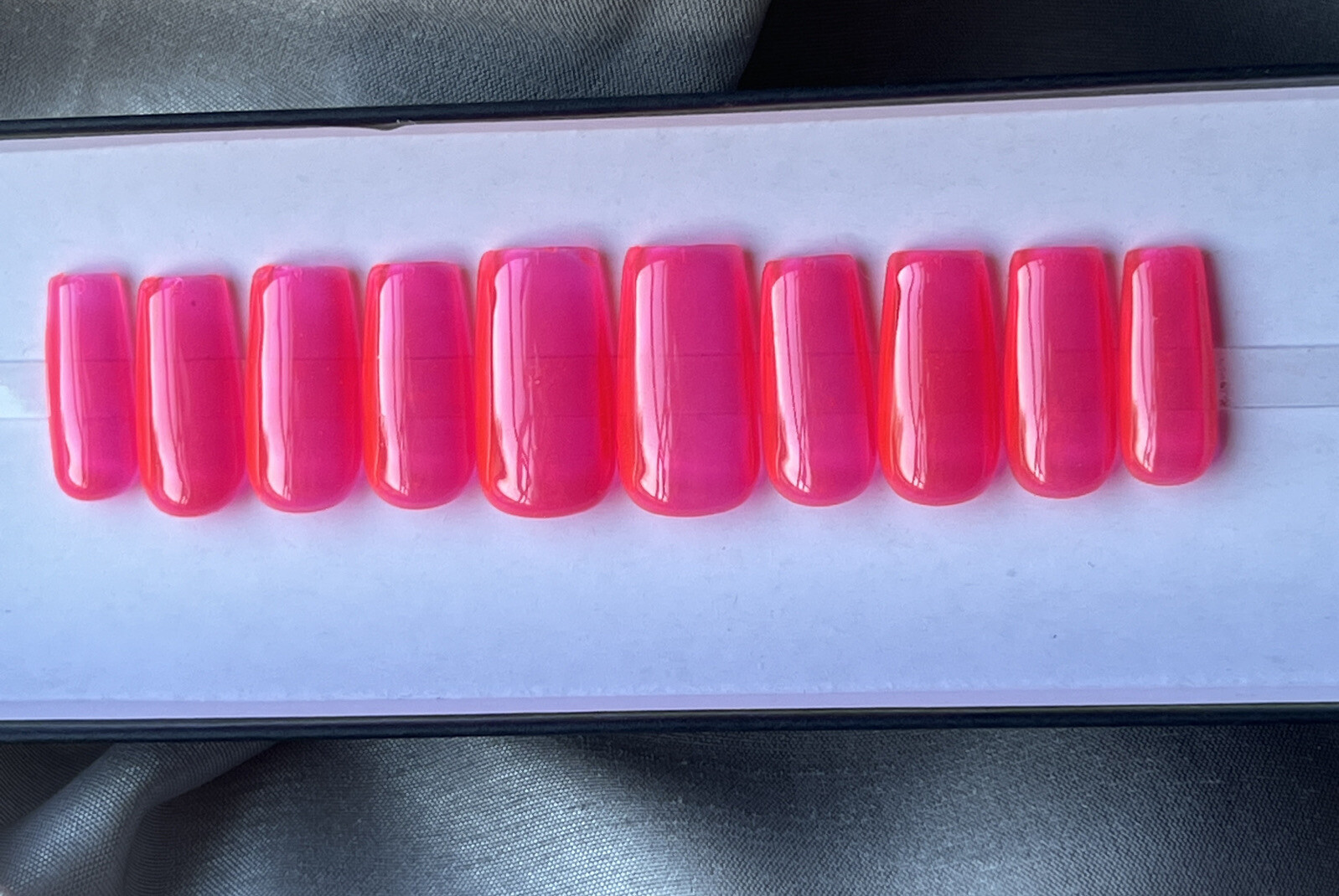 🔥 CUSTOM Gel Press On Nails, PINK JELLY, 10p Set NEW WITH FULL KIT
