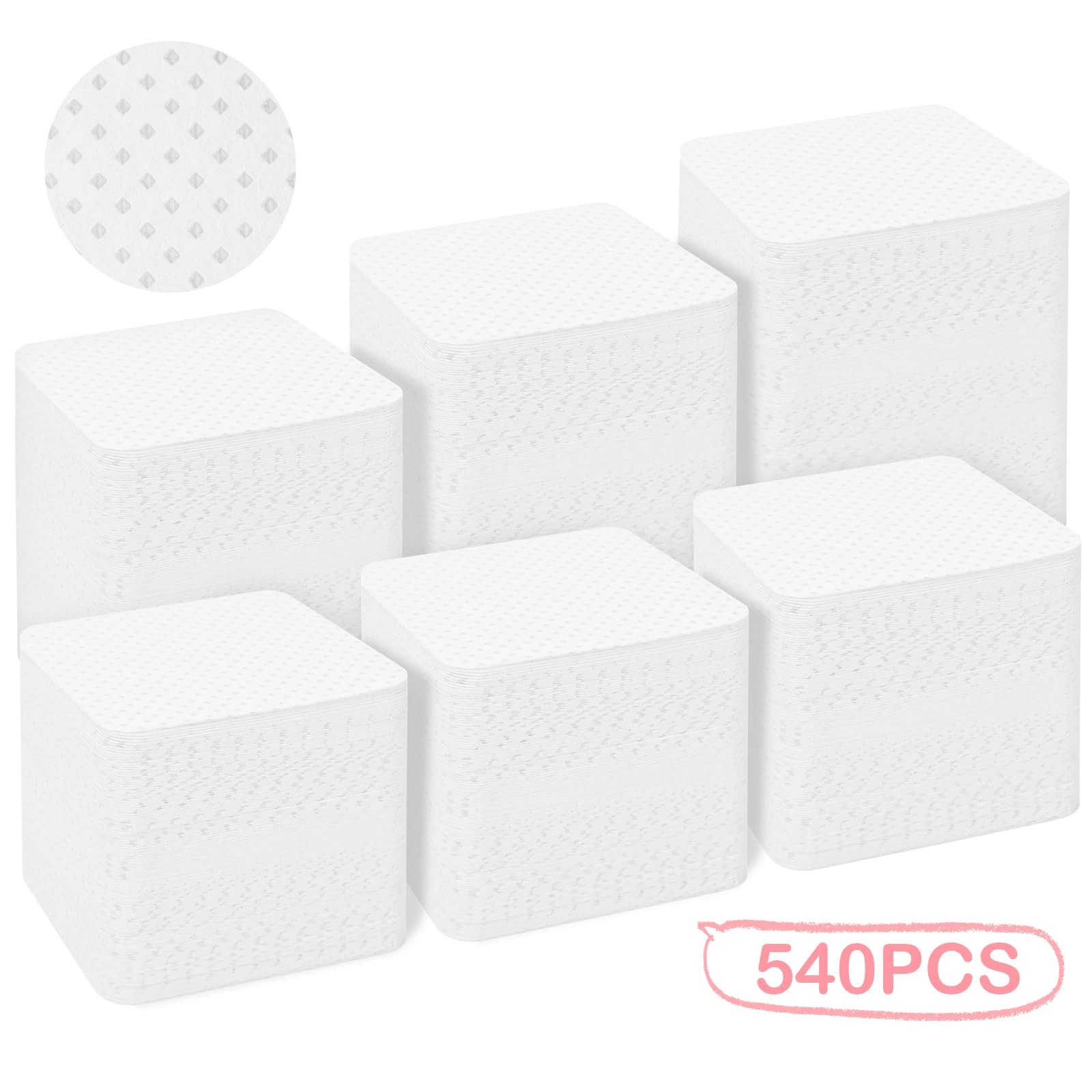 Nail Polish Remover, Lint Free Wipes 540PCS Acetone 540PCS, White