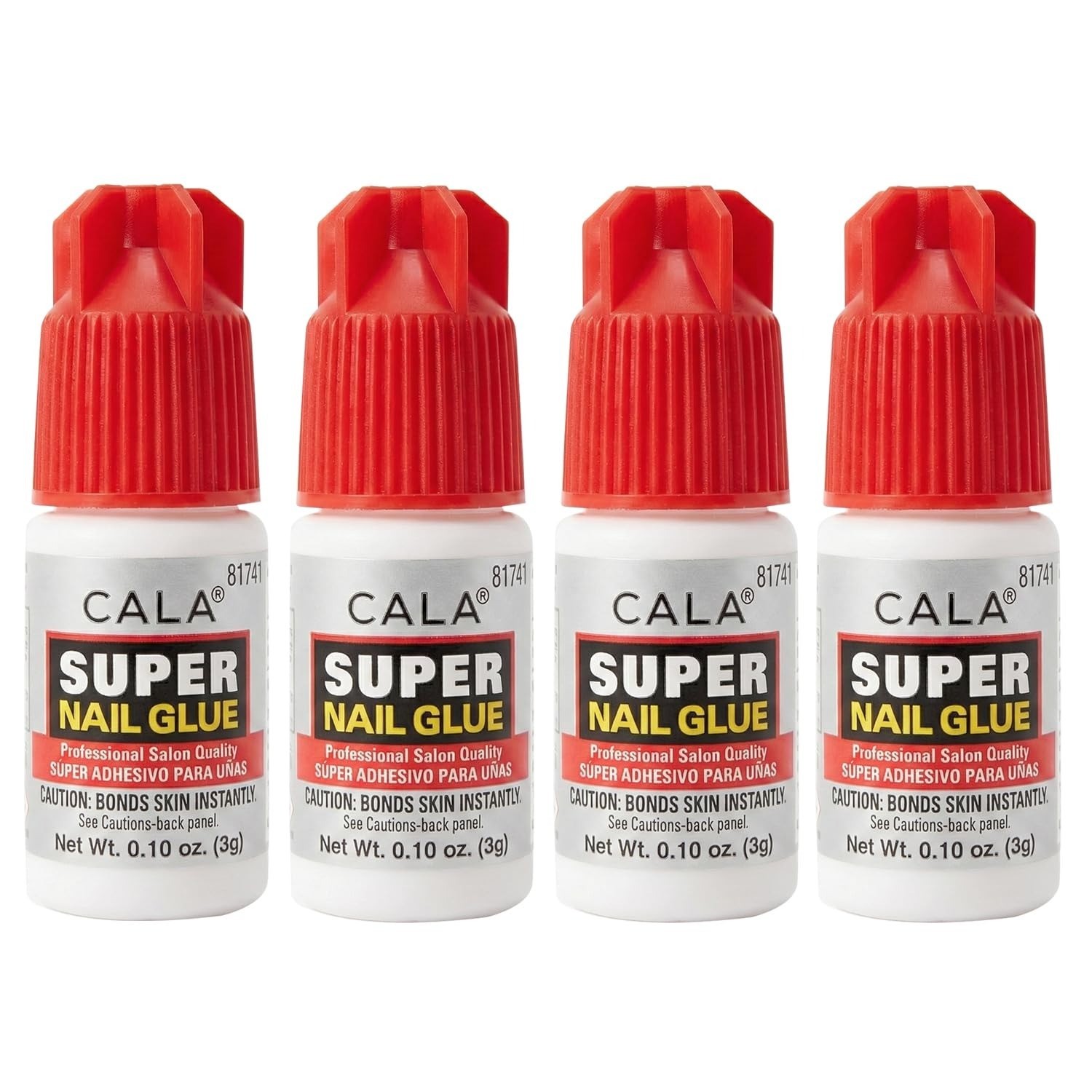 Cala Super Nail Glue,Nail Art,Clear Adhesive,For Fake Nail,Nail Decora,4 Pack