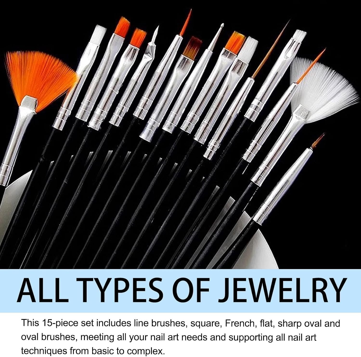 15PCS Gel Nail Art Brushes Set Manicure Dot Nails Set for Diy & Professional Use