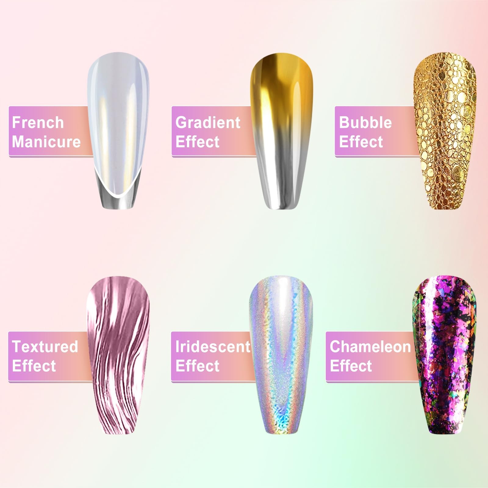 Mirror Chrome Nail Powder Kit, 40 Colors for Nail Art