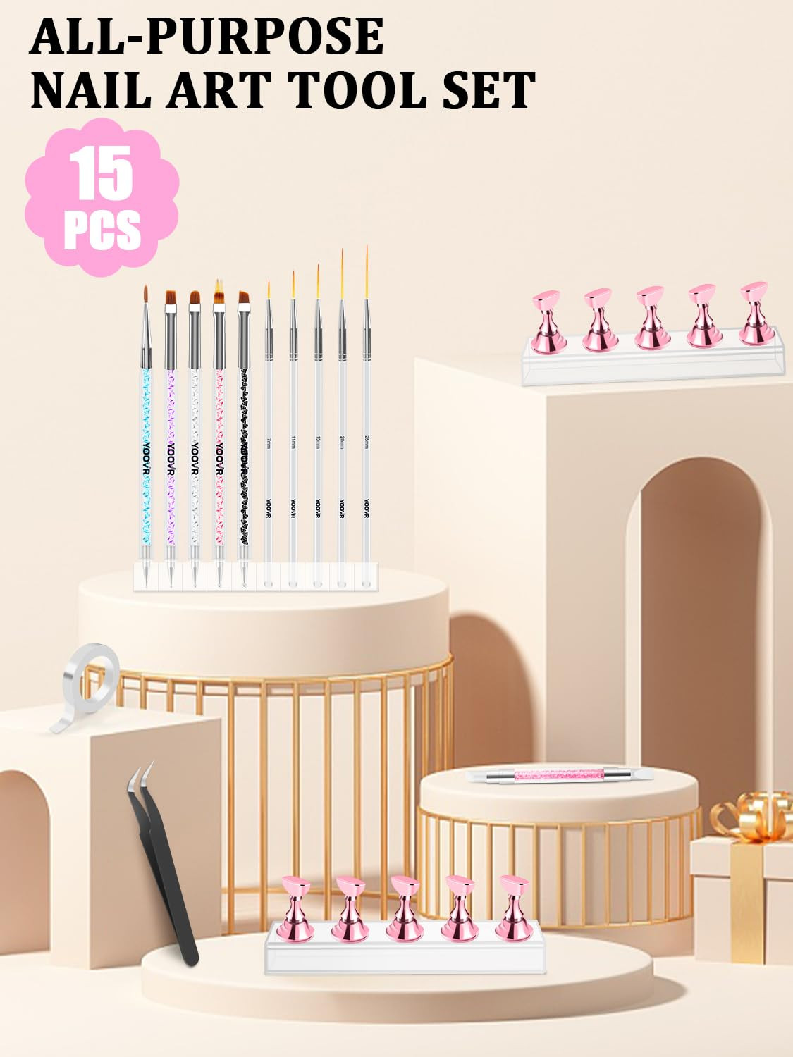 Nail Art Tools Set, Nail Stand for Press on Holder for Painting Nails, Nail Art