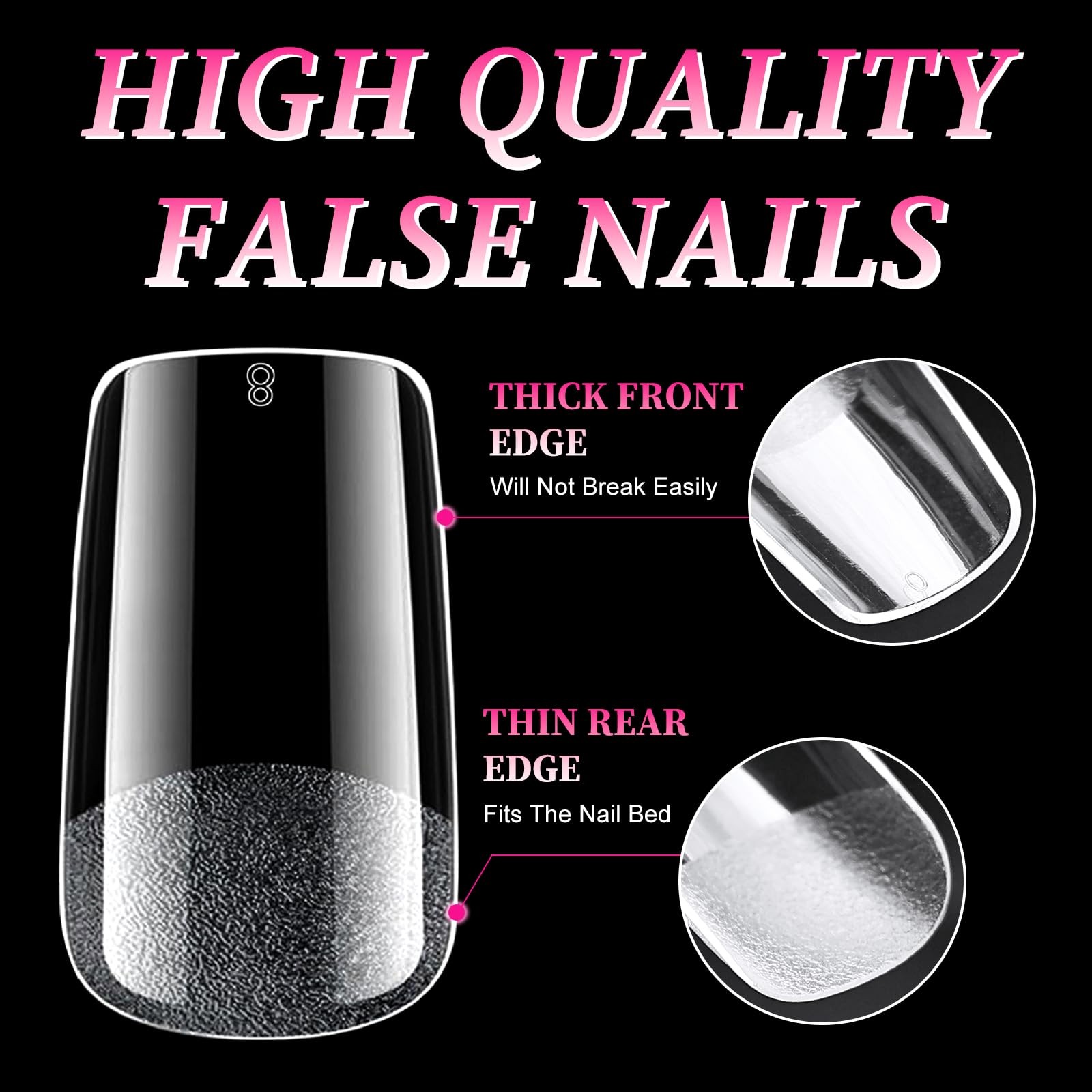 Medium Square Nail Tips, 240PCS Acrylic Nails Tip Full Cover Gel Nail Tips fo…