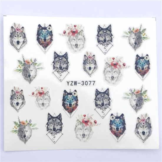 Multicolor Wolf Flower PVC Nail Art Decoration Stickers #995-3077