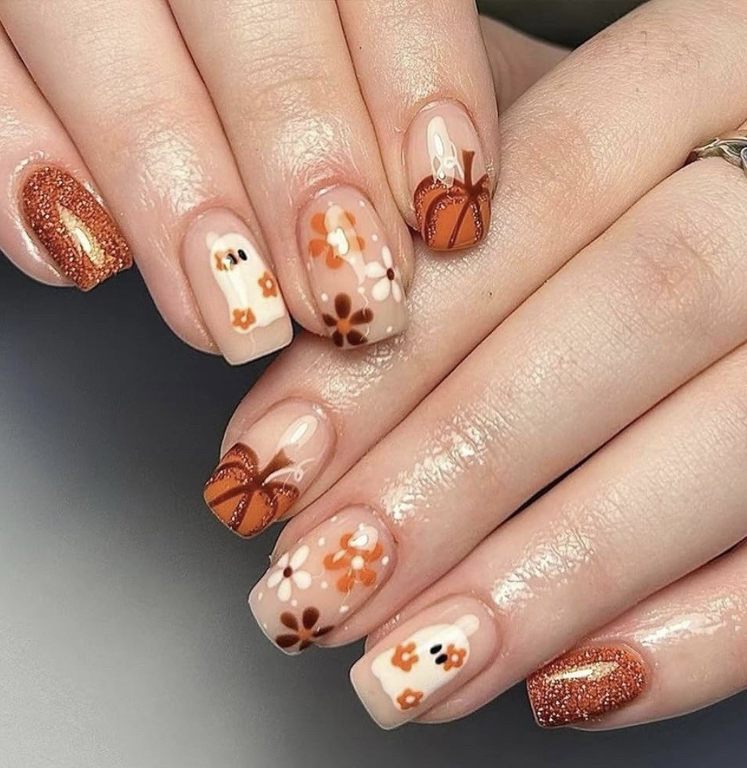 Halloween Press On Nails with Ghosts and Pumpkins NIB