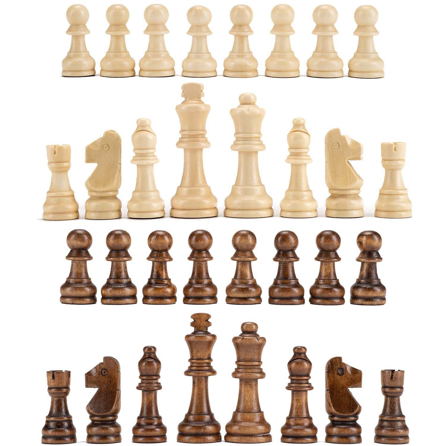 AMEROUS Wooden Chess Pieces Only, Staunton Style Wood Chessmen Medium, Brown