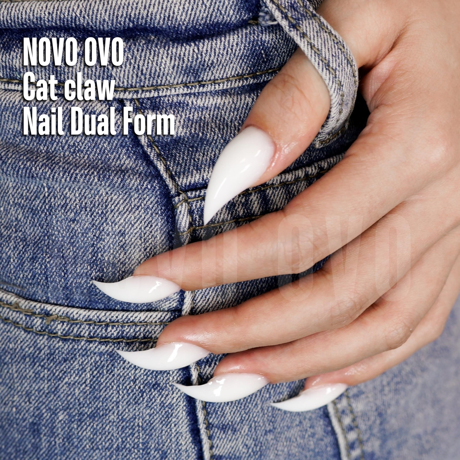NOVO OVO Halloween Cat Short, Curved Stiletto Short 3D nail dual form 280