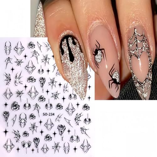 7 Sheets Halloween Nail Art Stickers Ghost Nail Decals Horror Web and Spider