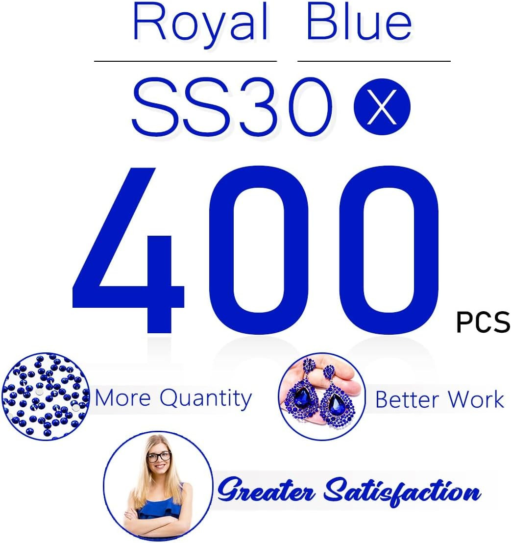 400Pcs SS30 Royal Blue Nail Rhinestones Bulk Crystal Sapphire Nail Art 6Mm Nail
