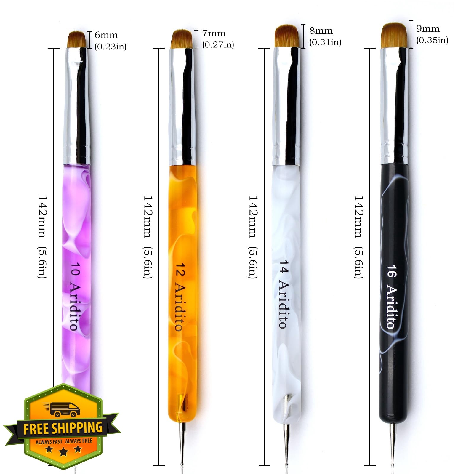 Aridito 4pc Nail Art Brush Dotting Tool Colorful