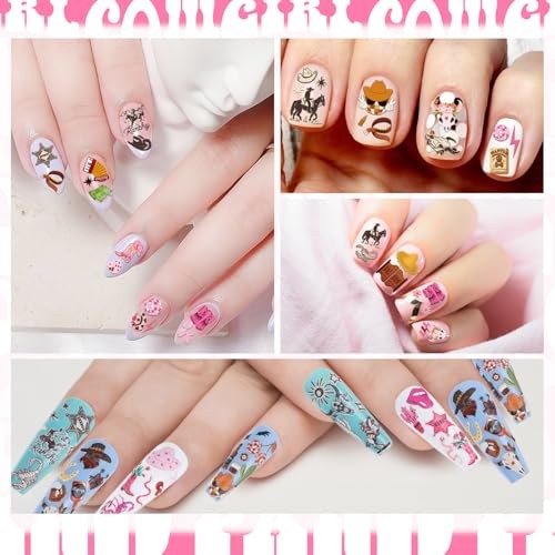 Western Nail Art Stickers – 6 Sheets Cowboy Cowgirls Nail Western Theme