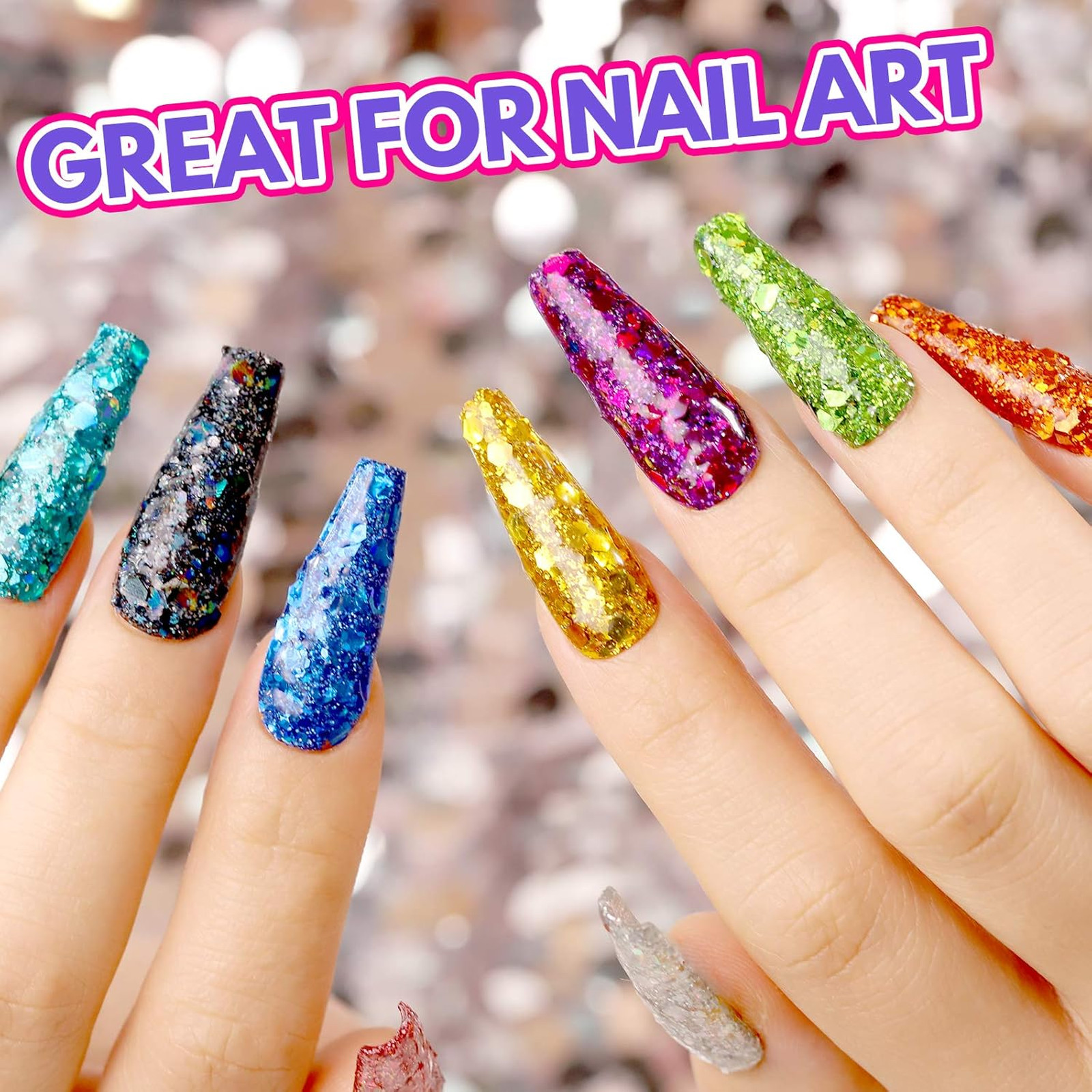 Holographic Chunky Glitter 32 Colors for Crafts Resin Nail Body Face Hair DIY
