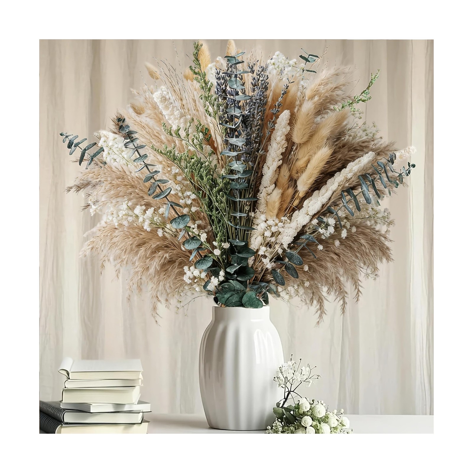 80 Pcs Green DIY Dried Floral Arrangement Kit – 17″ Natural Eucalyptus, Laven…