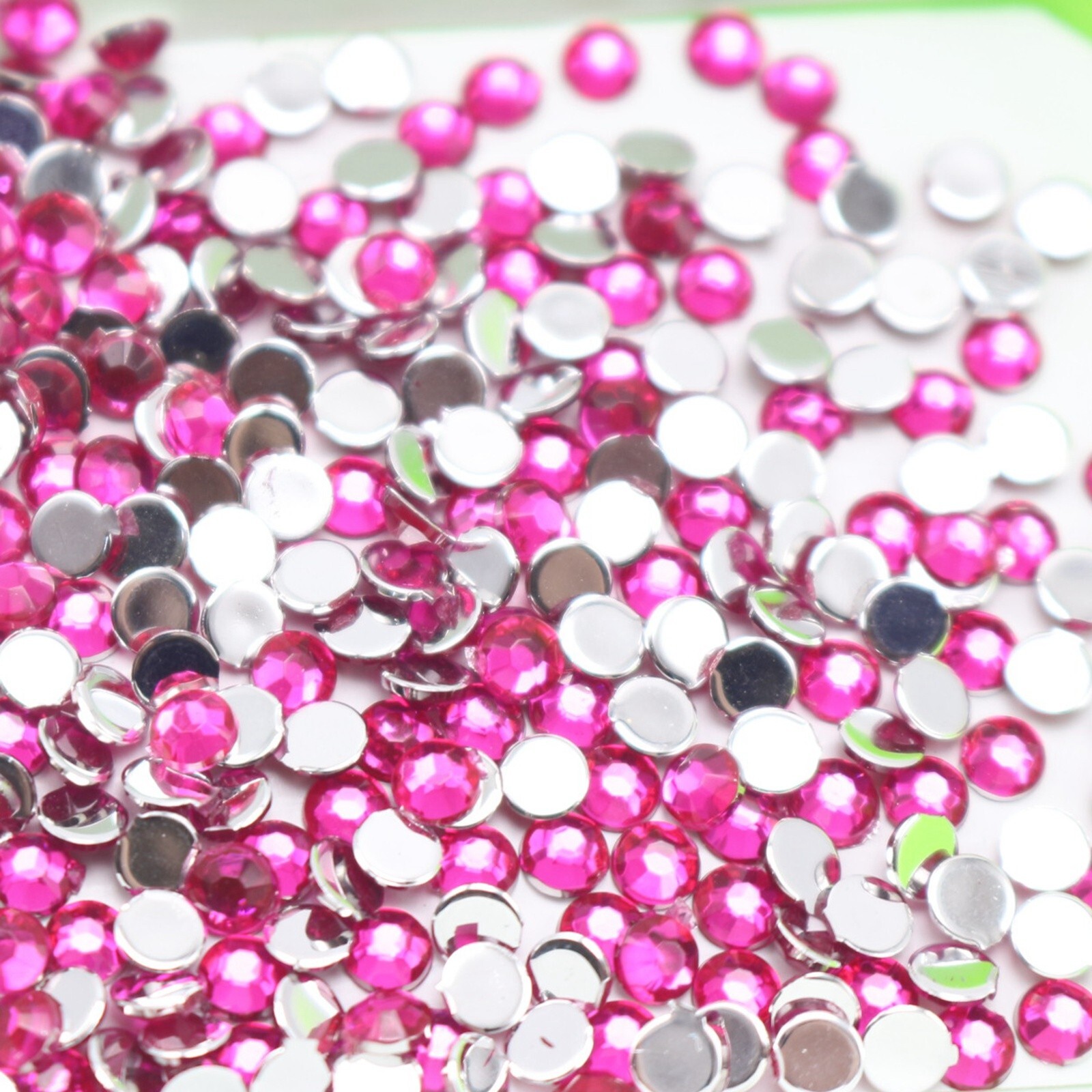 2000 Hot Pink Acrylic Faceted Round Flatbacks Rhinestone Gems 3mm 12ss Nail Art