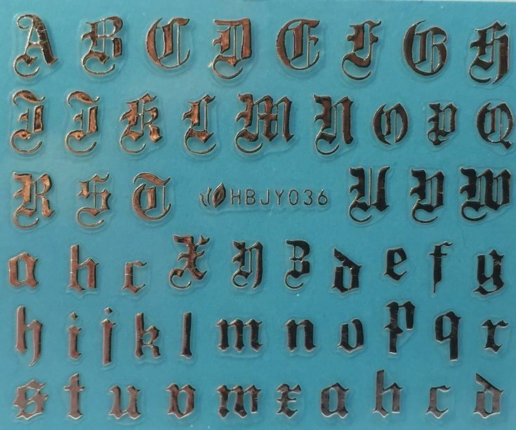 Nail Art 3D Decal Stickers Alphabet Letters Gold HBJY036