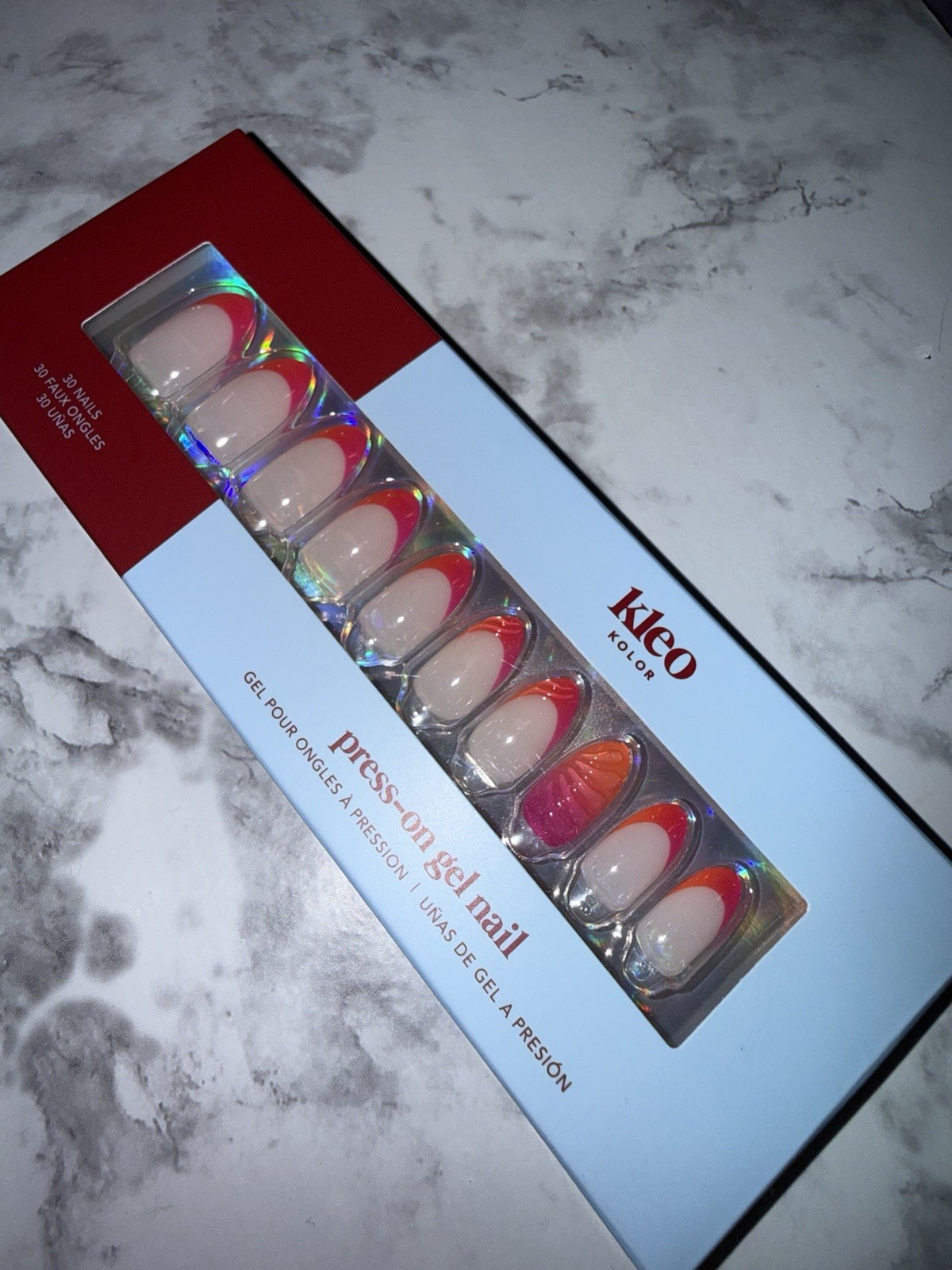 New Kleo Kolor Press-On Gel Nails – Almond Tangerine Twist