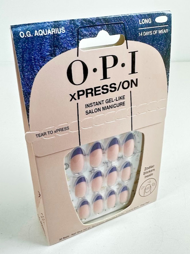 O•P•I xPRESS/ON O.G. Aquarius Long Instant Gel-Like Salon Manicure Nail Set